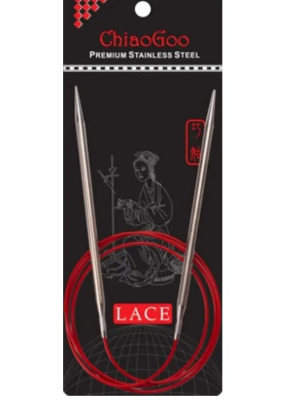 kiinteät chiaogoo red lace pyöröpuikot 100cm neulontaan