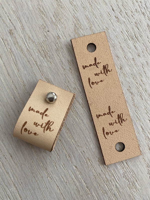 Leather badge, Made with love