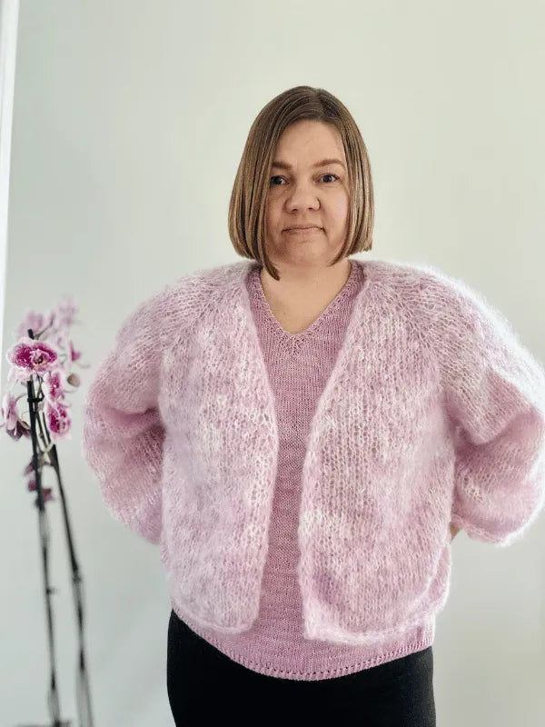 Fluff cardigan knitting pattern +WoolWomen Fluff Mohair SizeXl-3XL