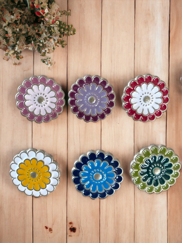 Flower button, metal 20mm