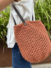 PETITEKNIT Leather straps for French Market Bag brown