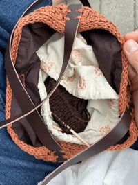 PetiteKnit Inner lining for round bottom bag 68 cm brown