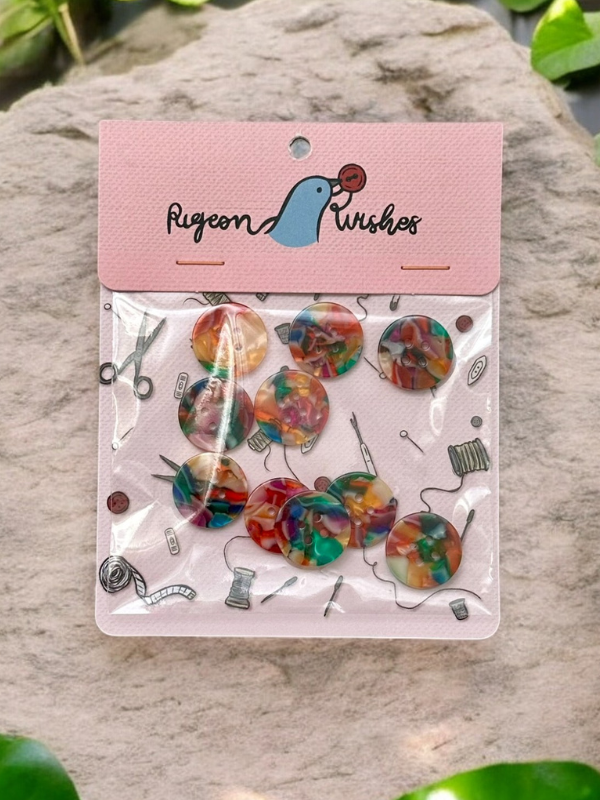 Pigeon Wishes Kaleidoscope button set 20 mm