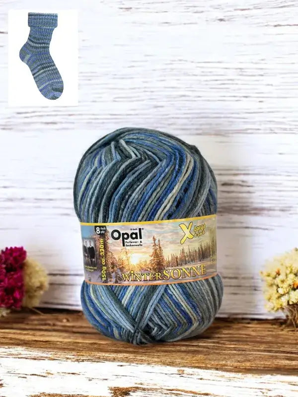 sukkalanka opal wintersonne 8ply lähikuva sävy 11433 Flockentanz