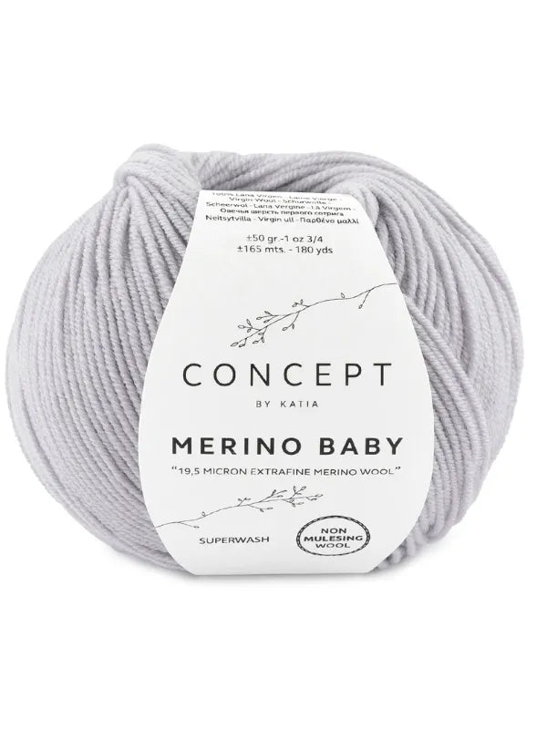 Pehmeä katia merino baby neulontaan sävy helmen harmaa 55