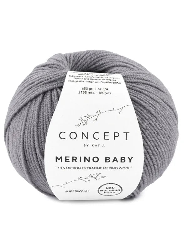 Pehmeä Katia merino baby neulontaan sävy teräksenharmaa 25
