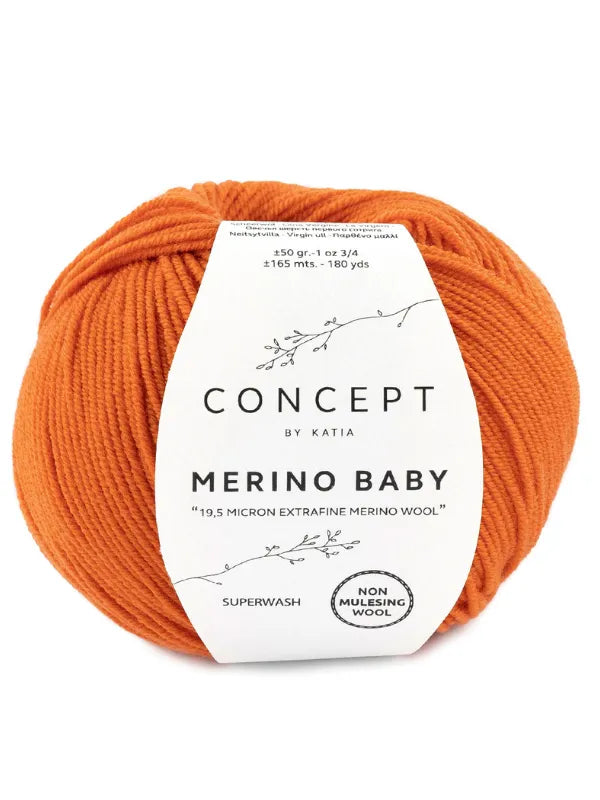 Pehmeä Katian merino baby neulontaan sävy tumma oranssi 49