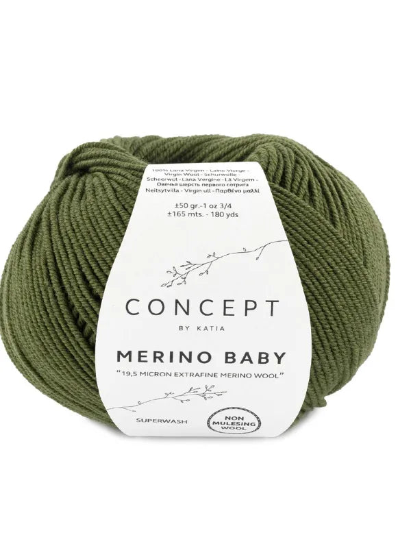Pehmeä katia merino baby neulontaan sävy tumman vihreä 26