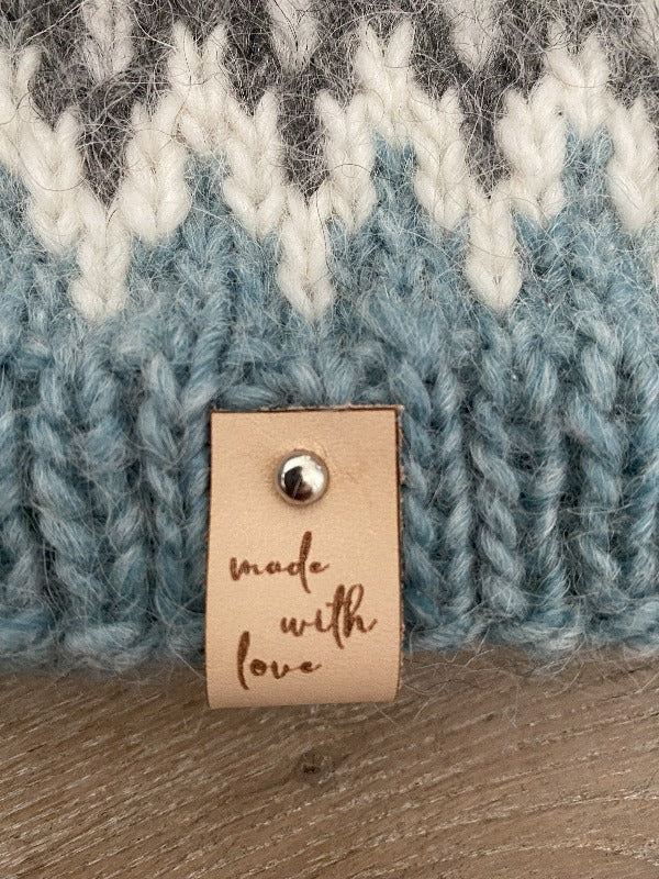 Leather badge, Made with love